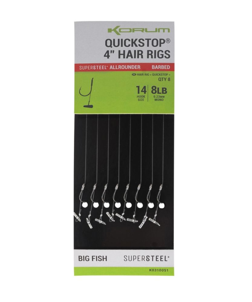 Korum Barbless Hair Rigs With Quickstops Carp Coarse Fishing All Sizes Available 